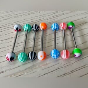 Colorful Barbell Tongue Rings Set